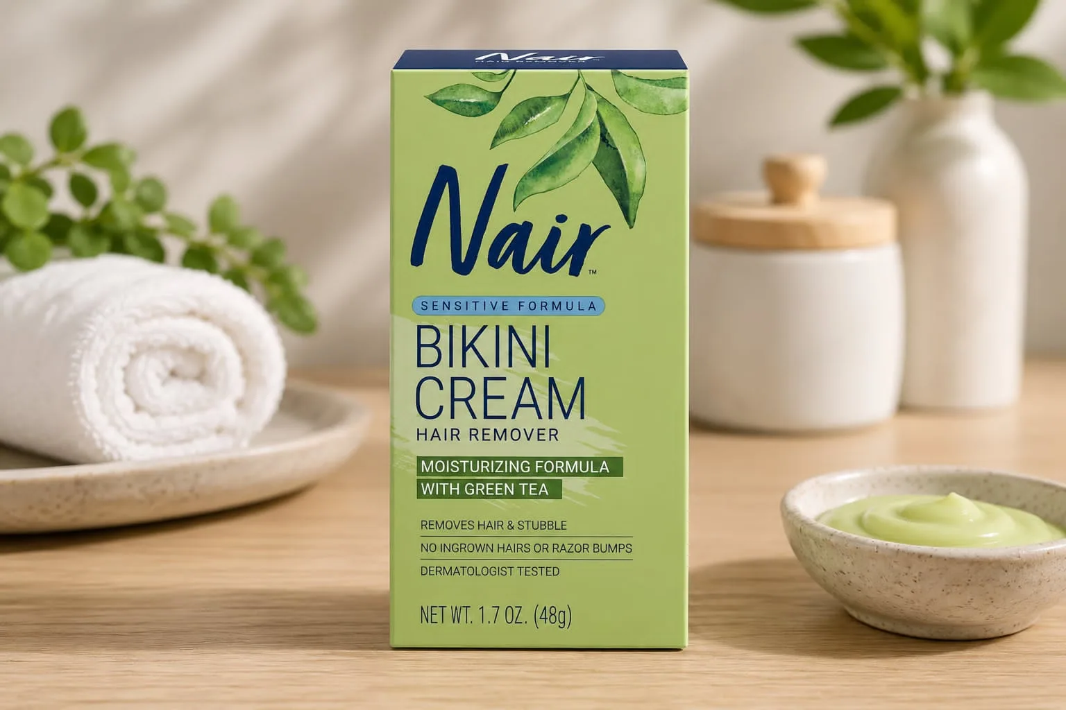 What Makes Nair Bikini Cream with Green Tea Sensitive Formula Ideal for Sensitive Skin 